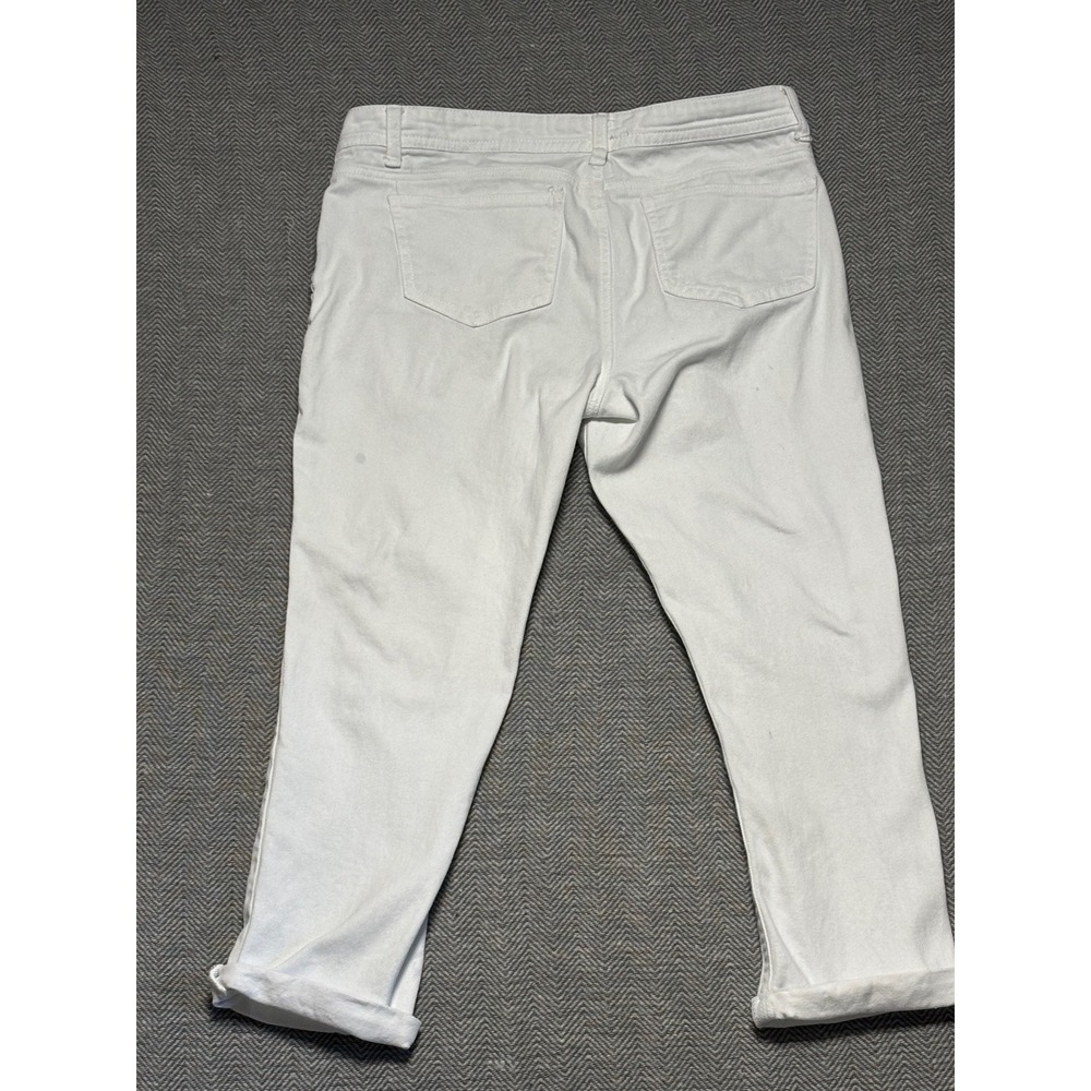 Rue 21 White High Rise Crop Jeans Distressed Ripped Button Fly Women Size 9/10 - Picture 2 of 7